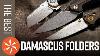 Custom Handmade Damascus Steel Folding Pocket Knife With Polish Rams Horn Handle